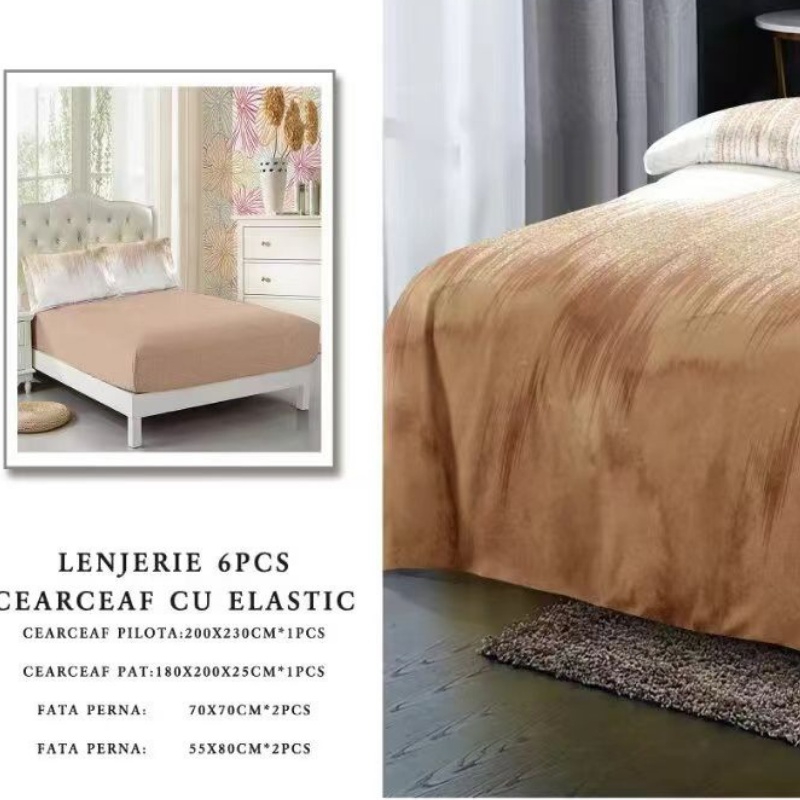 Lenjerie cu Elastic 180x200 cm, Degrade 6 Piese (Finet) - 1 | YEO