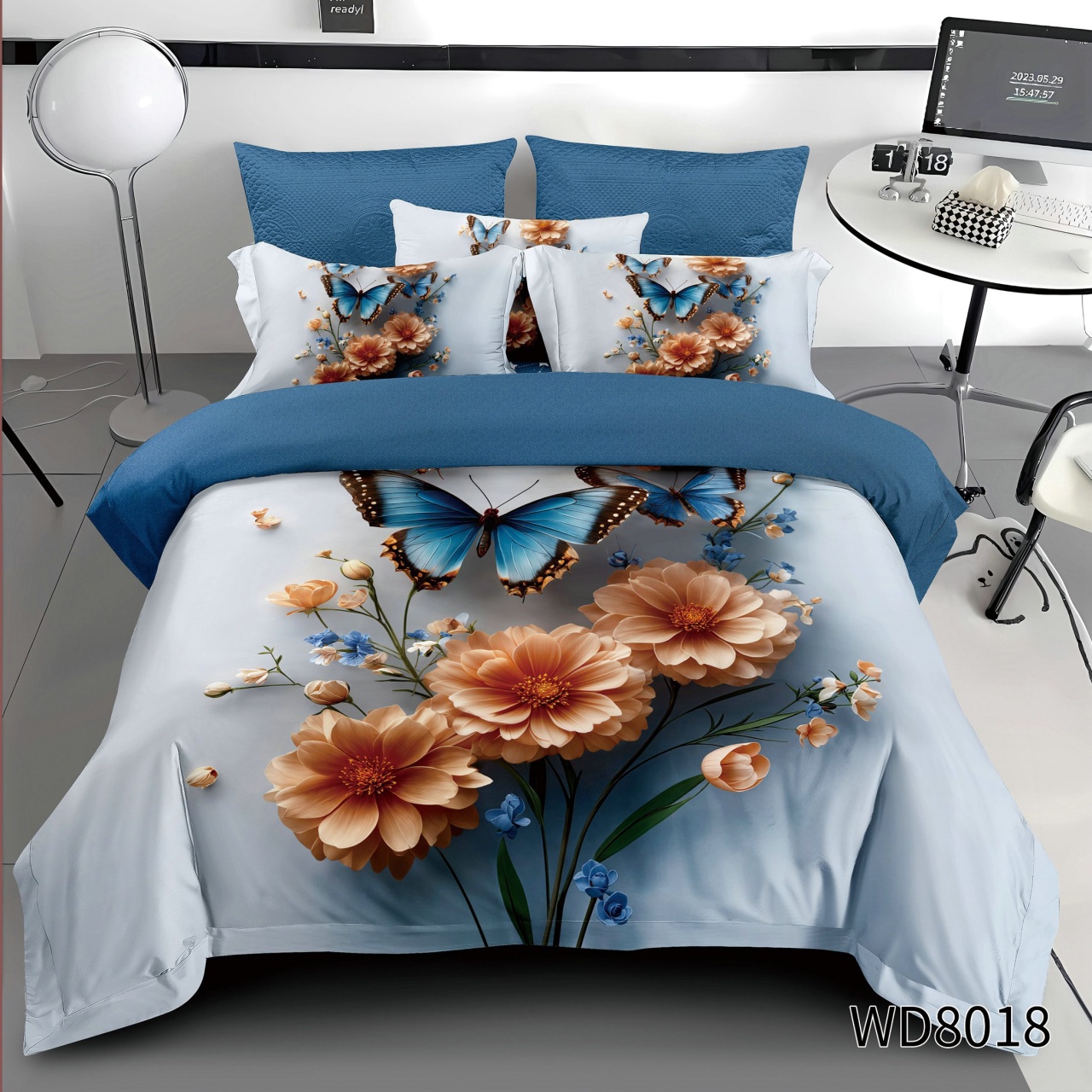 Lenjerie de pat FINET 5D Digital Print cu elastic – 4 piese, Butterfly Dream