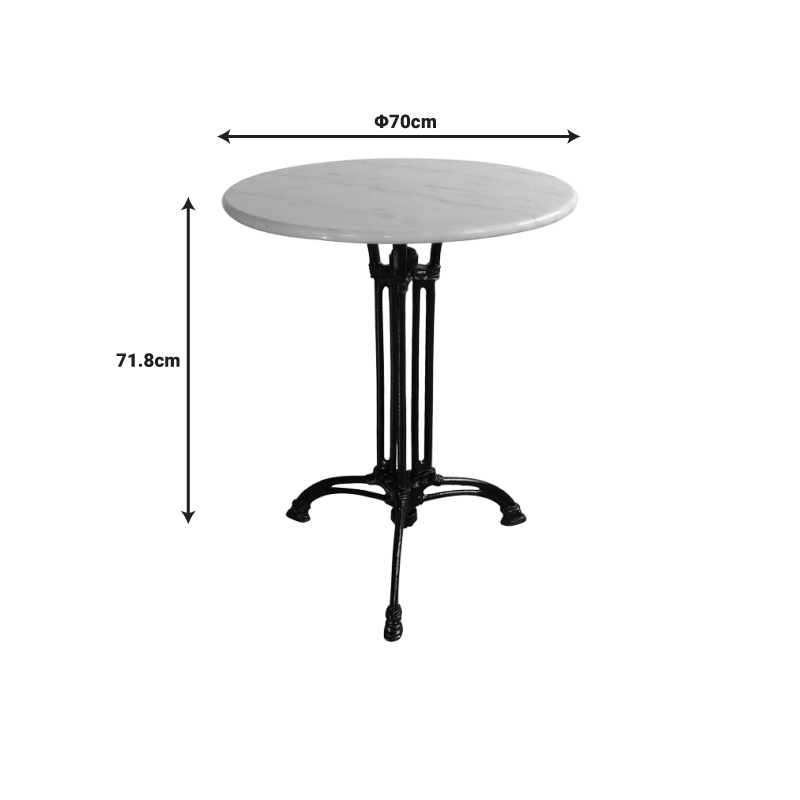 Masa de Gradina Model Bastile, Alb marmorat/Negru, D70x71.8 cm - 1 | YEO