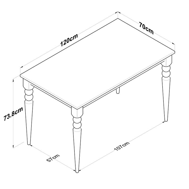 Masa Model abc, 120x70x73.8 cm, Natur/Alb