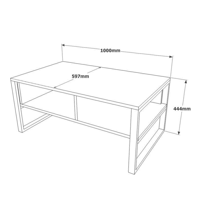 Masuta de Cafea Model Austin, 100x59.7x44.4 cm, Argintiu