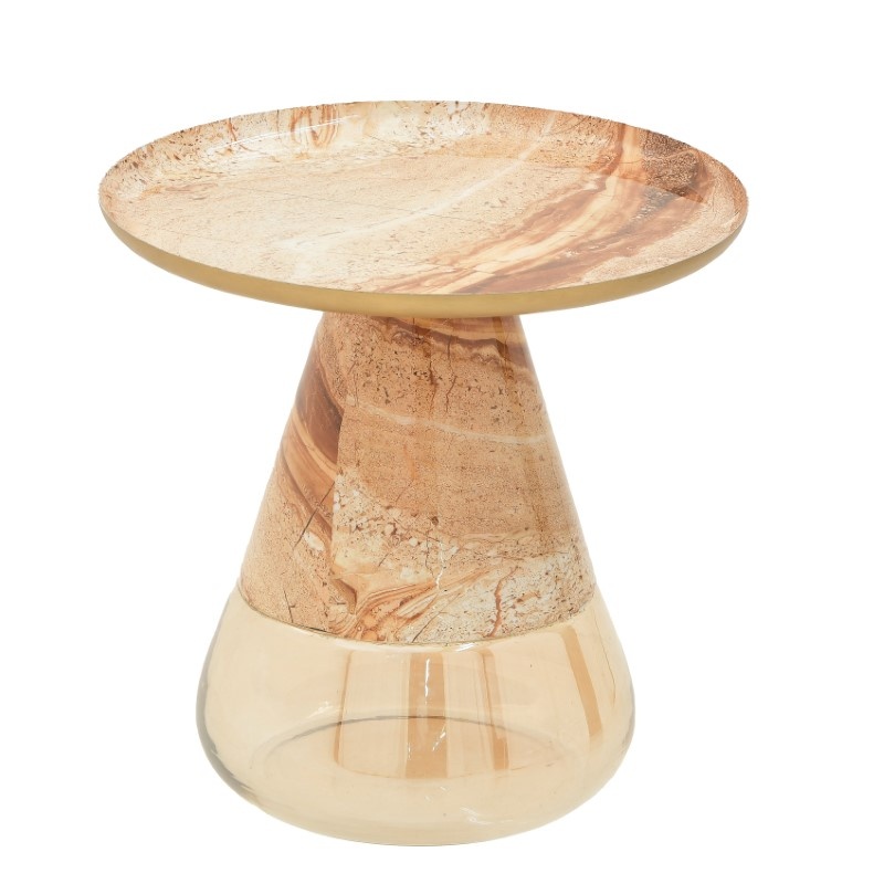 Masuta de Cafea Model Boundar, Bej/Auriu, D50x49 cm