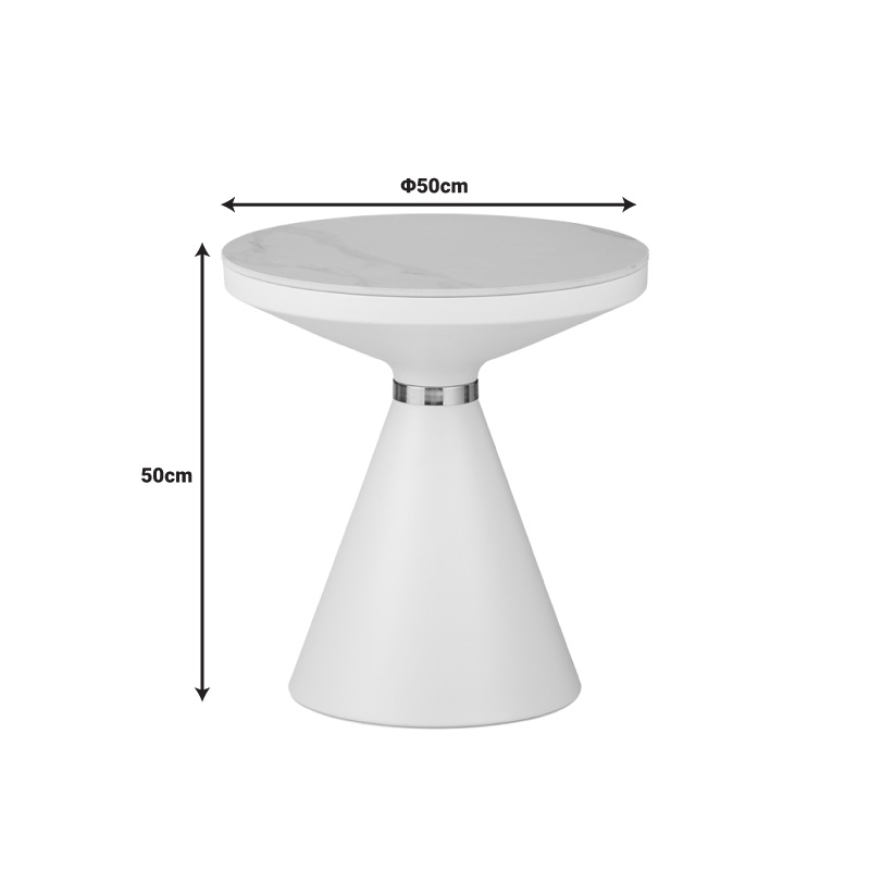 Masuta de Cafea Model Coozlin, Alb marmorat, D50x50 cm - 3 | YEO