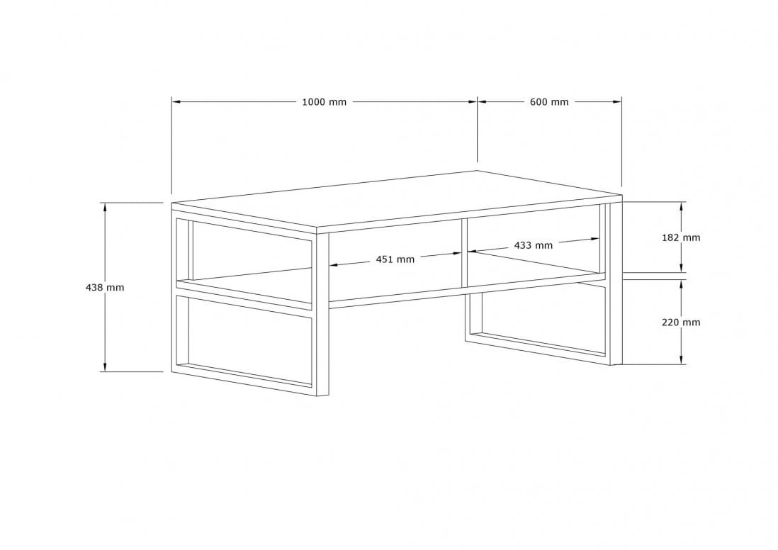 Masuta de Cafea Model Crawford, 100x44x60 cm, Antracit