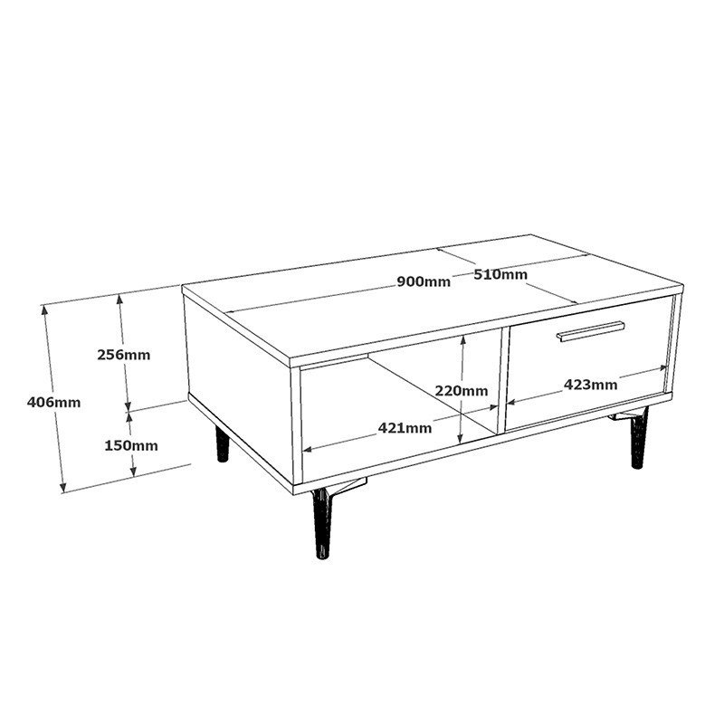 Masuta de Cafea Model Madisyn, 90x51x40.6 cm, Ciment/Stejar sonoma - 3 | YEO