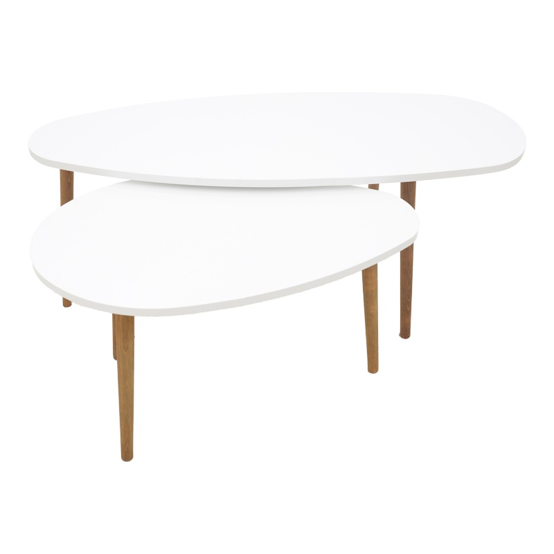 Masuta de Cafea Model Monty, Alb/Natur, 116x46x6 cm - 1 | YEO