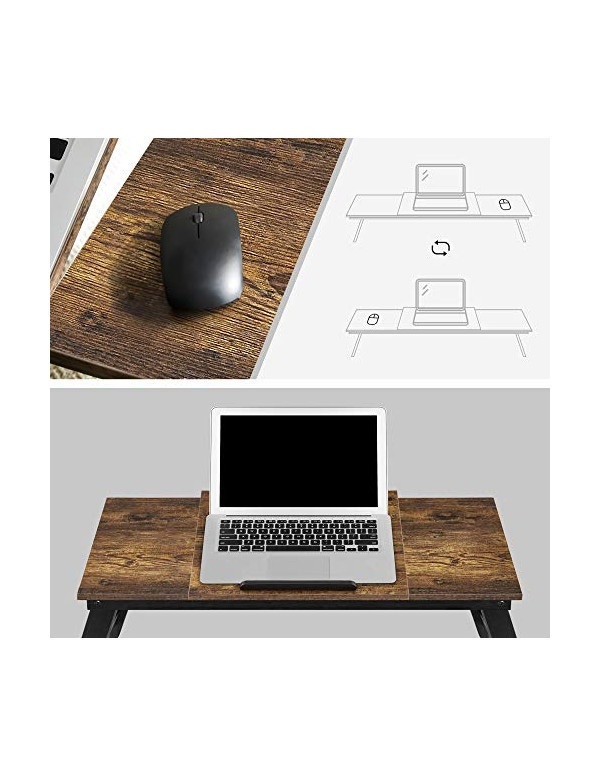 Măsuta pentru laptop, Songmics, Maro Rustic, 71 x 35 x 23 cm