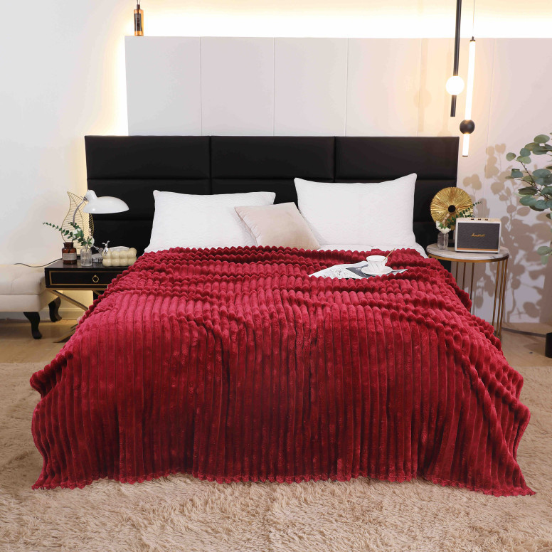 Patura Cocolino Groasa Stripe V5 Bordo 200x230 cm - 2 | YEO