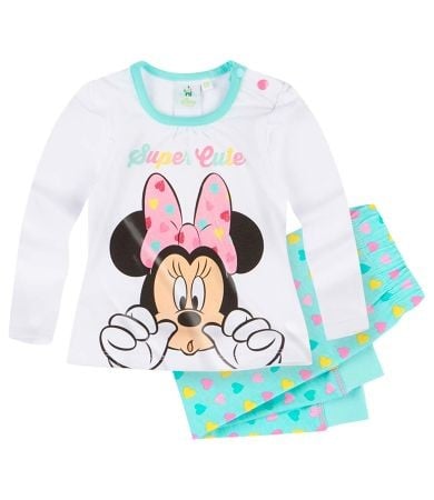 Pijama alba cu maneca lunga Minnie Mouse