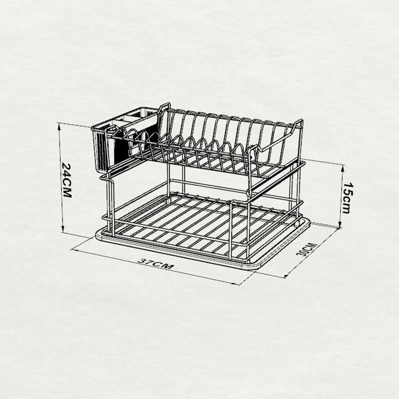 Raft pentru scurgere vesela KB010 Negru 30x37x15 cm