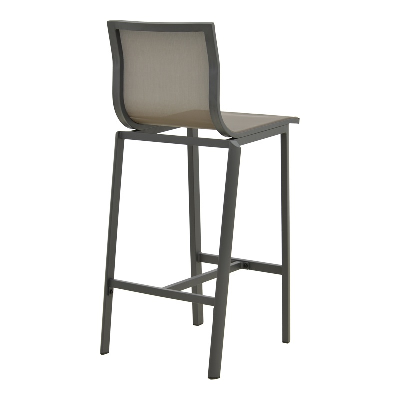 Scaun Bar Exterior Melina, Stivuibil, Aluminiu/Textilene, Antracit/Gri, 57x52.5x106.5 cm - 3