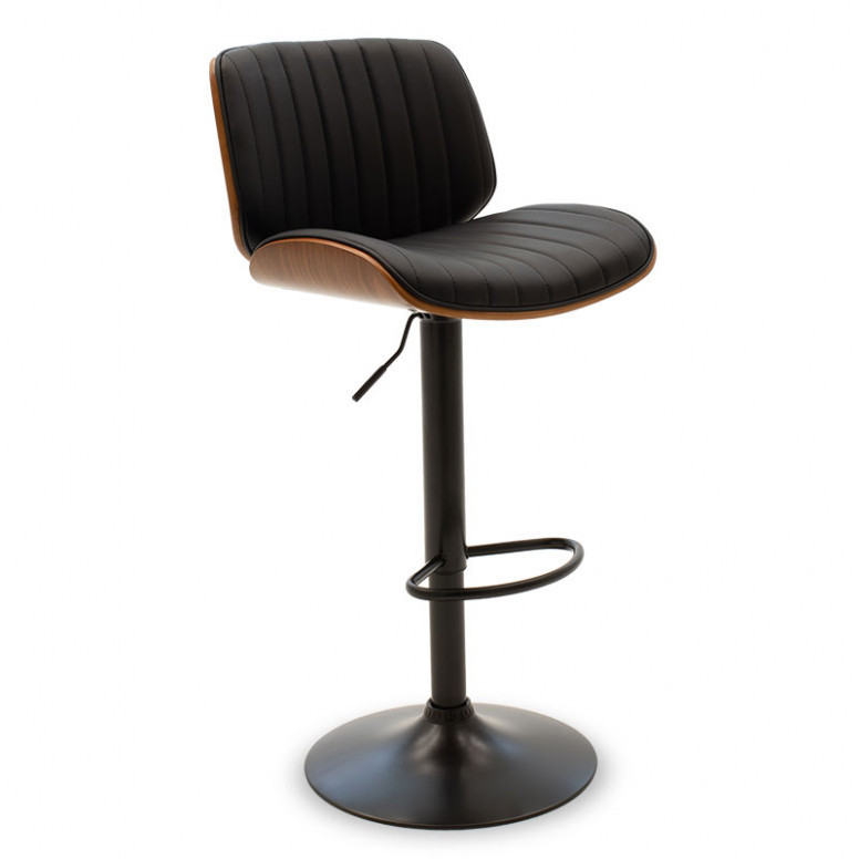 Scaun bar inaltime ajustabila, Model Fern, Negru/Wenge, 48x50x88-108 cm