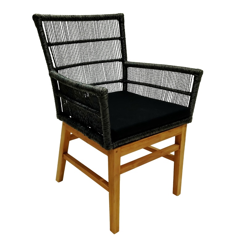 Scaun cu Brate Model Inca, Natur/Negru, 60x61x90 cm