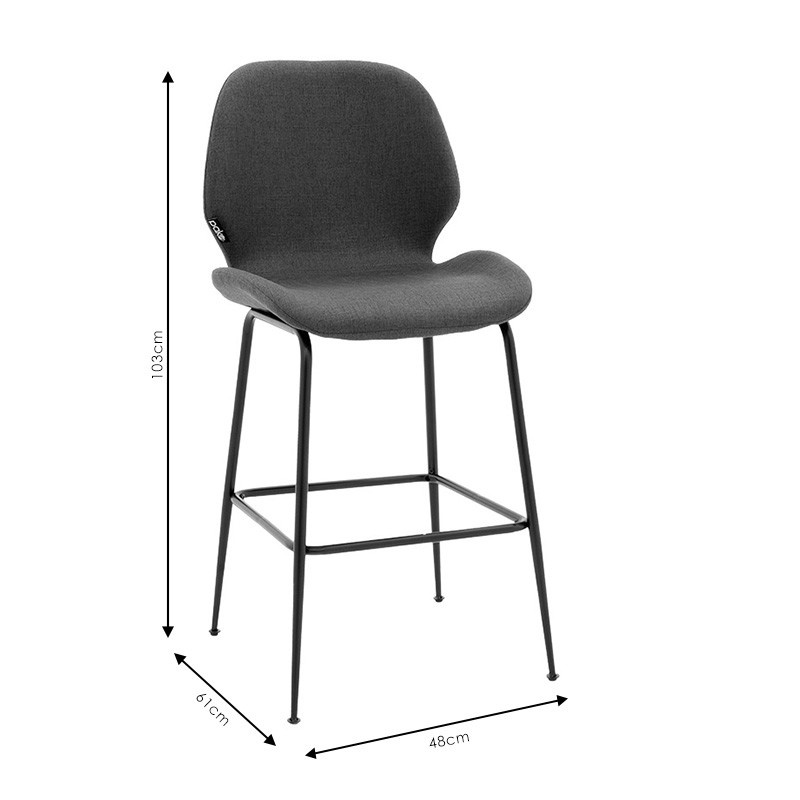 Scaun de bar Model Impel, Gri Inchis/Negru, 48x61x103 cm