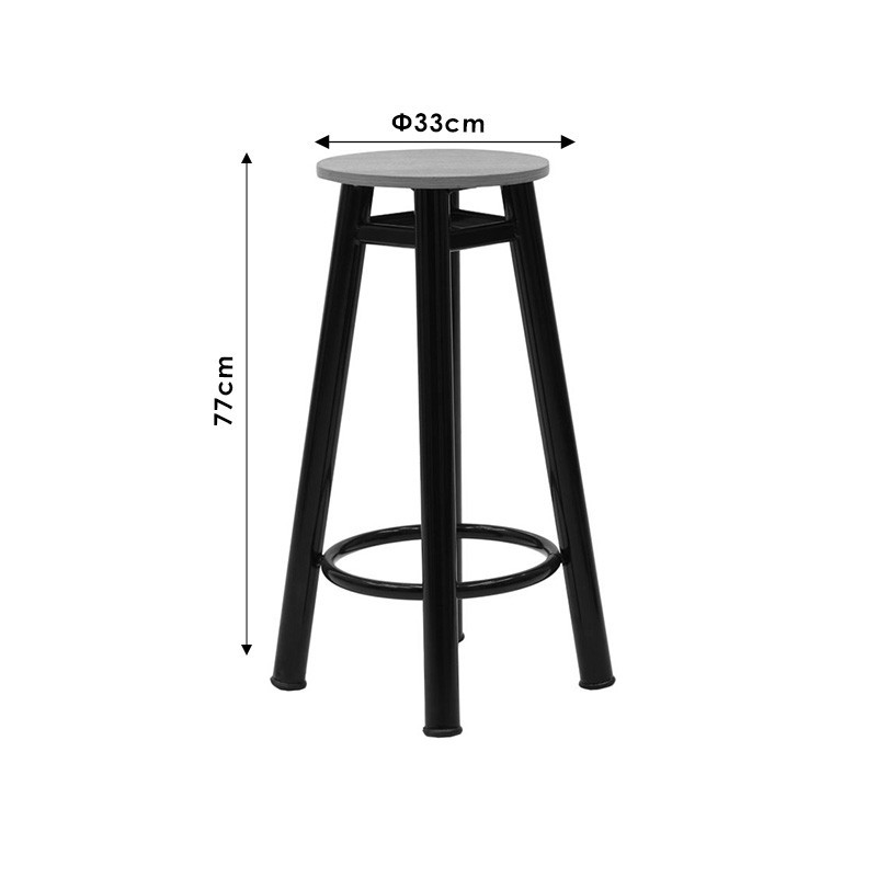Scaun de bar Onyx stejar lemn - metal negru lucios D33x77cm