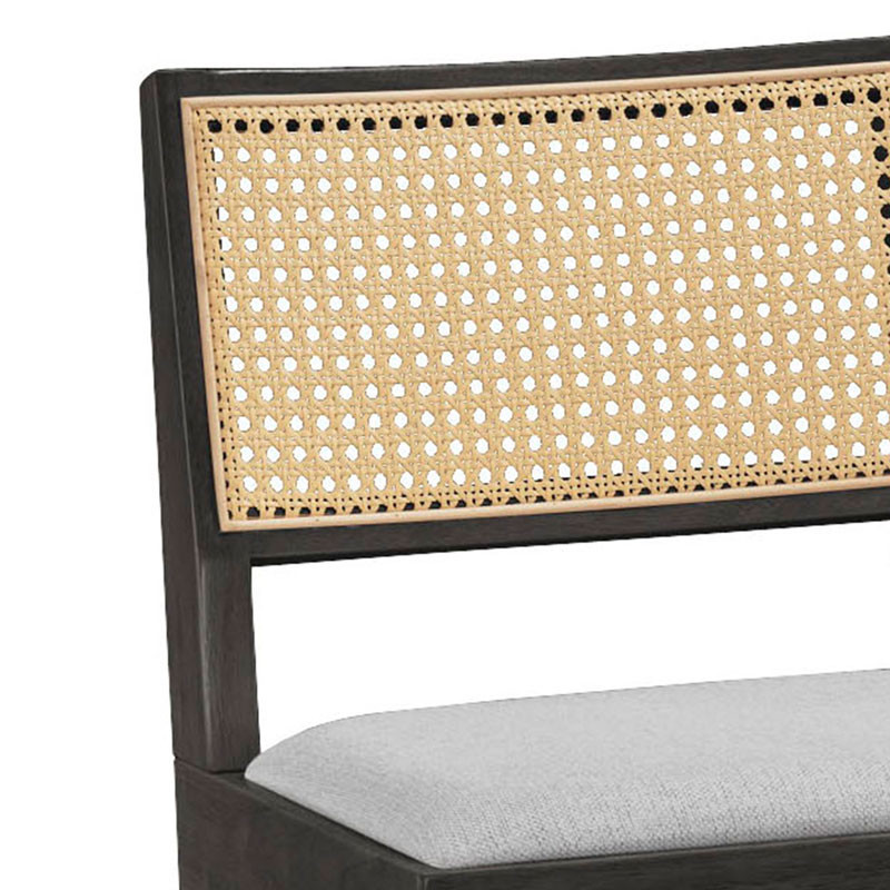 Scaun de bar Winslow lemn de arbore de cauciuc negru - pvc ratan material culoare lemn natural - gri - 1 | YEO