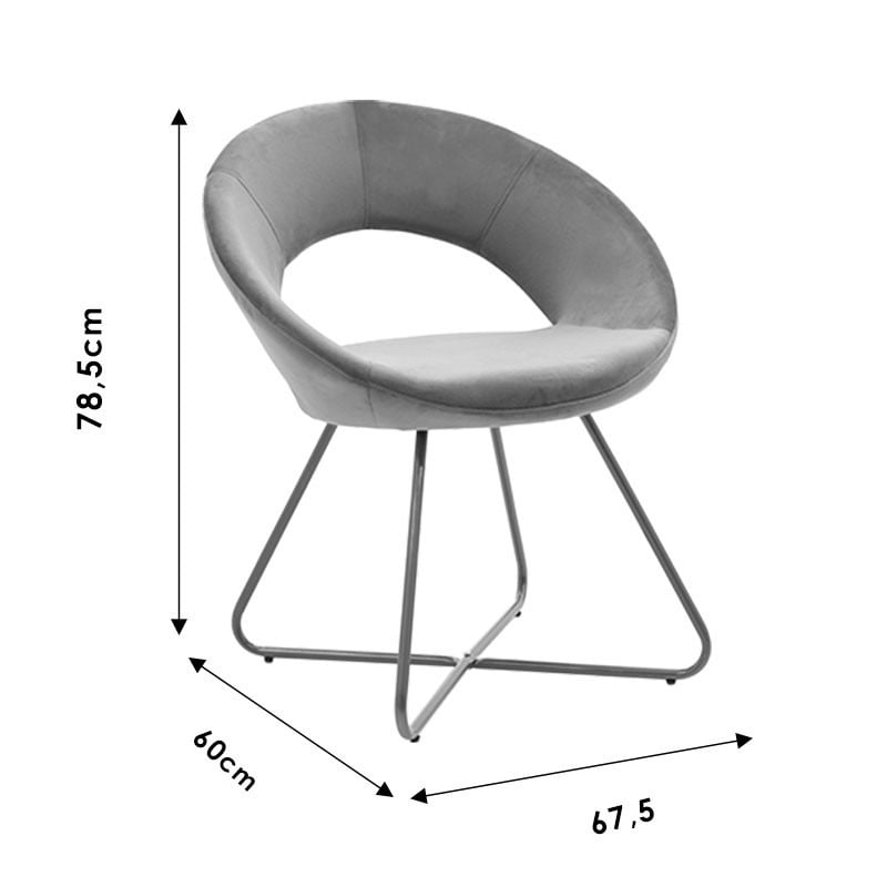 Scaun Model Valentina, Gri/Auriu, 63x66x78 cm