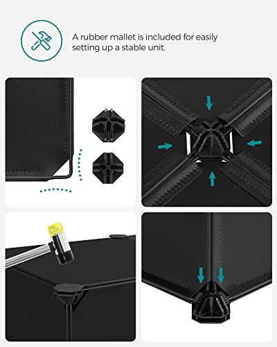 Set 10 cuburi din plastic pentru depozitare, Songmics, Negru, 43x31x173 cm - 5