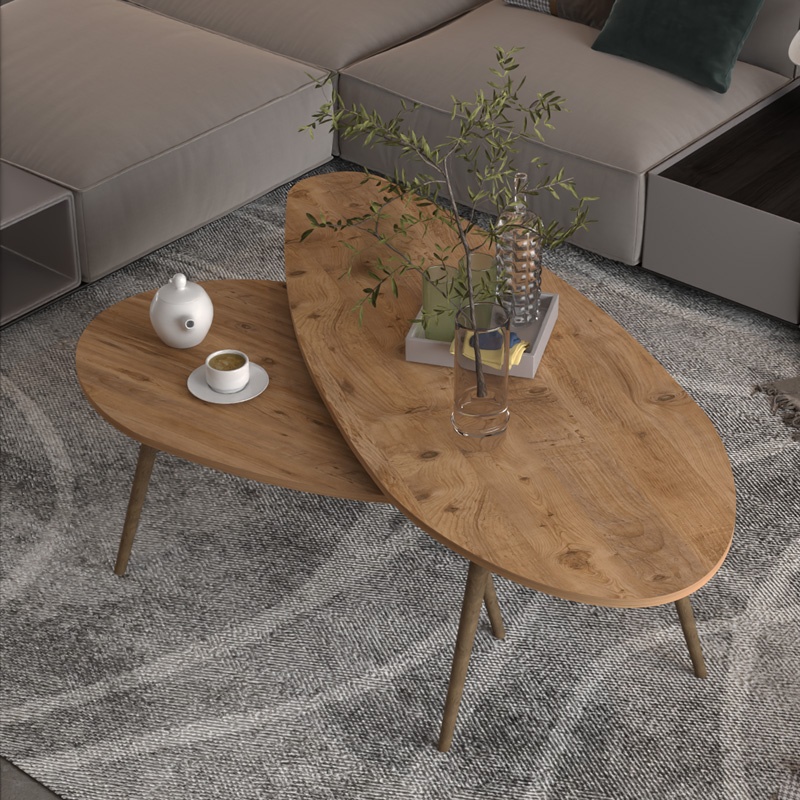 Set 2 Masute de Cafea Model Monty, Natur, 116x46x46 cm - 2 | YEO