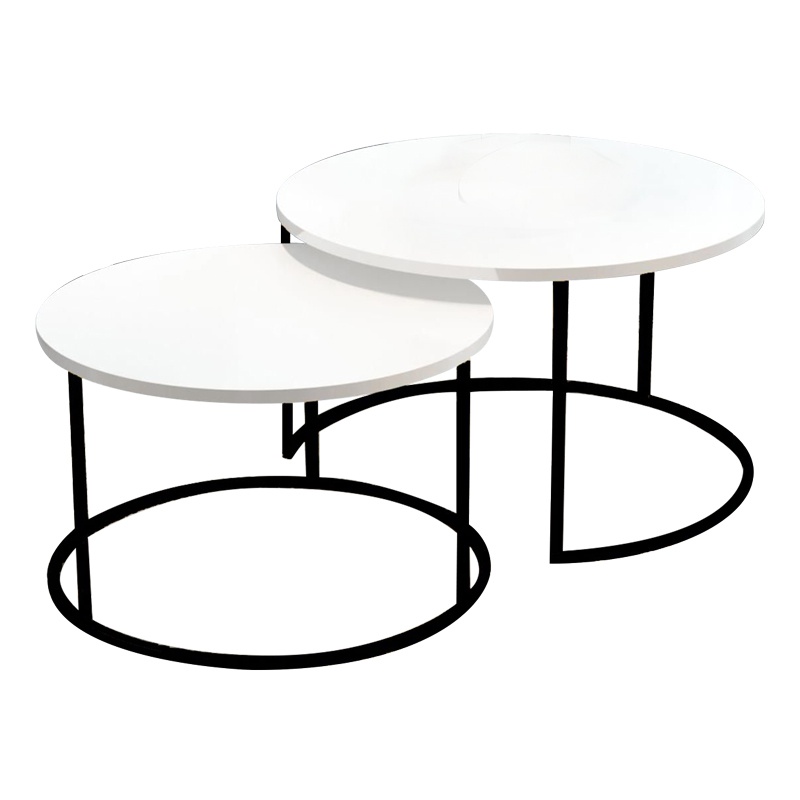 Set 2 Masute de Cafea Model Solme, Alb/Negru