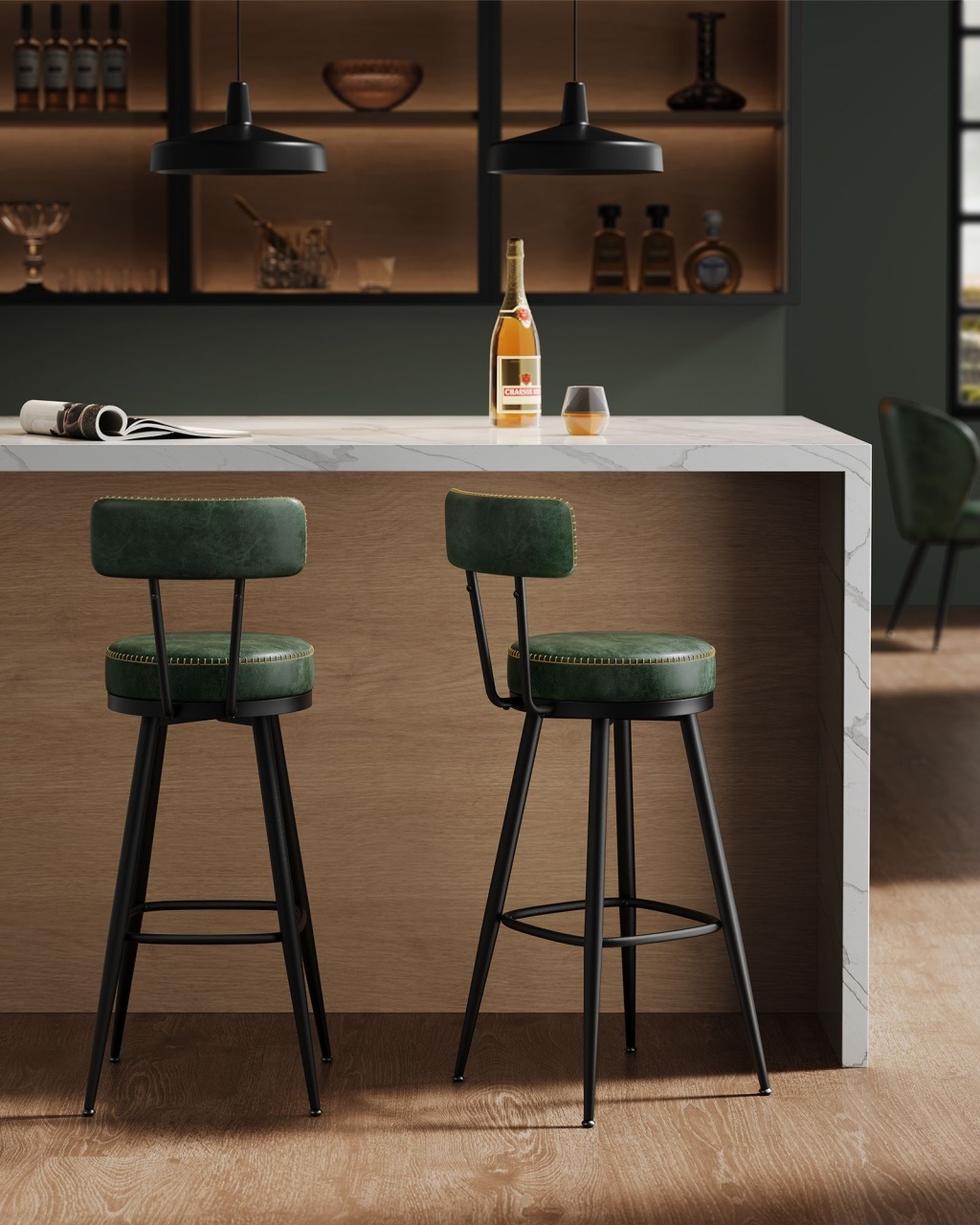 Set 2 scaune de bar Vasagle Verde 56x56x101.5 cm