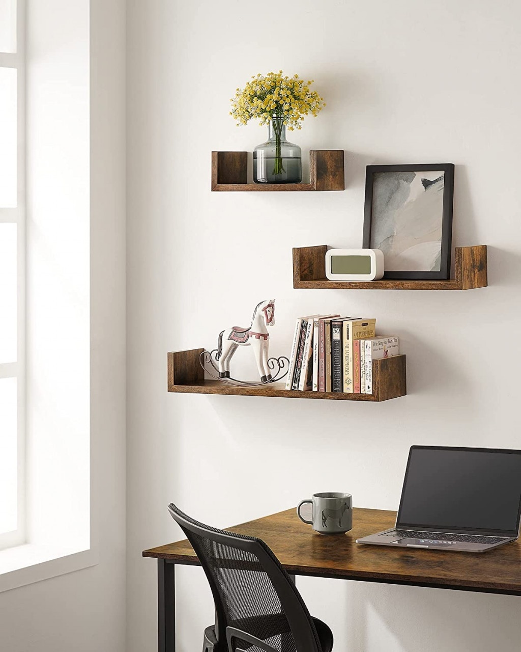 Set 3 etajere de perete, Songmics, Antic, 30x15x10 cm - 3 | YEO