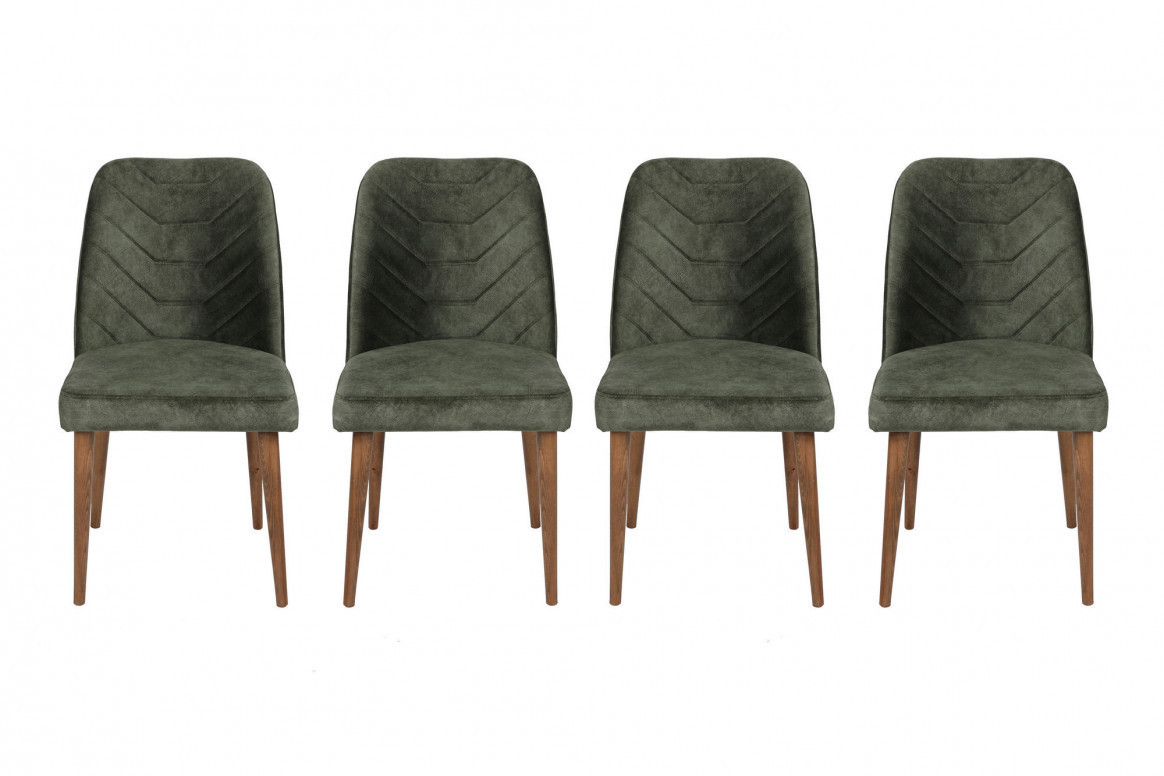 Set 4 scaune Model Dallas, Verde/Nuc, 50x49x90 cm - 3 | YEO