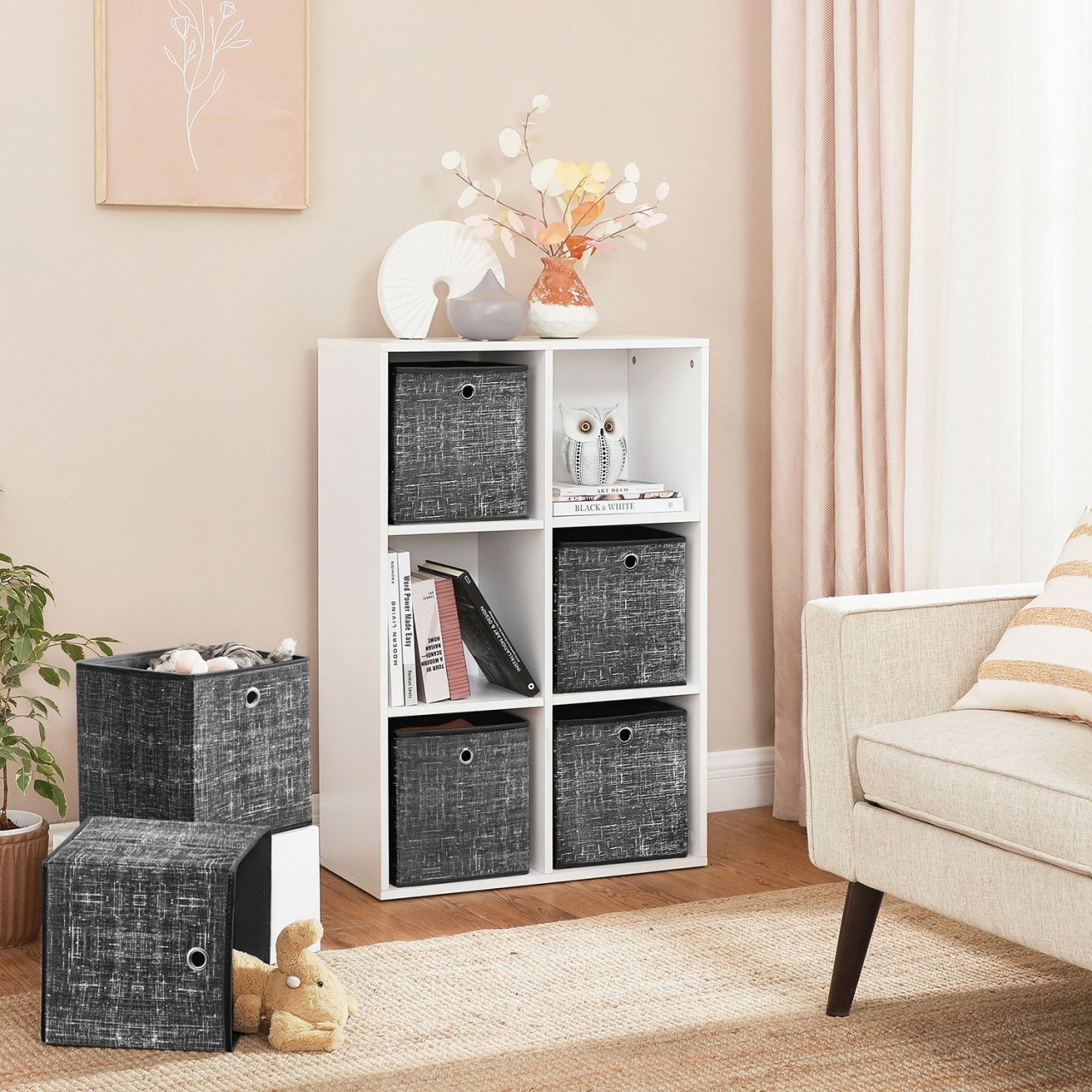Set 6 cutii de depozitare Songmics Negru 30x30x30 cm