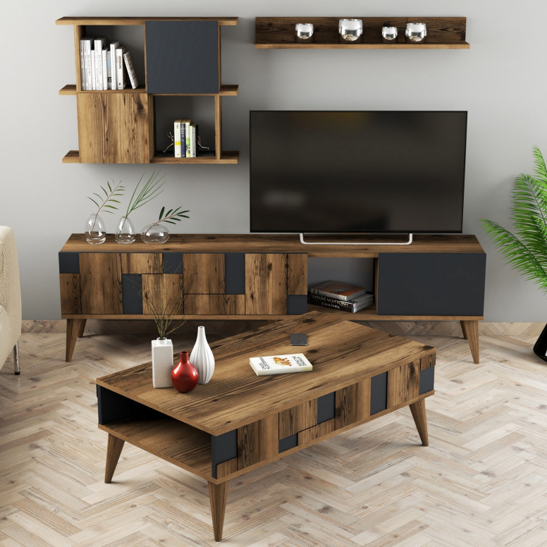 Set Complet Living Madrid Walnut-Antracit