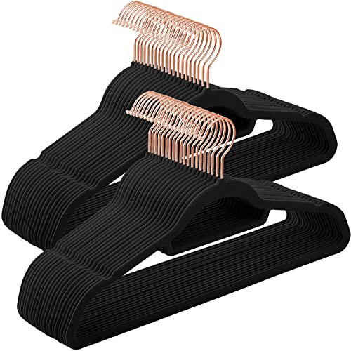 Set de 50 umerase de catifea, Songmics, Negru-Roz, 42.7x0.6x22 cm - 1 | YEO