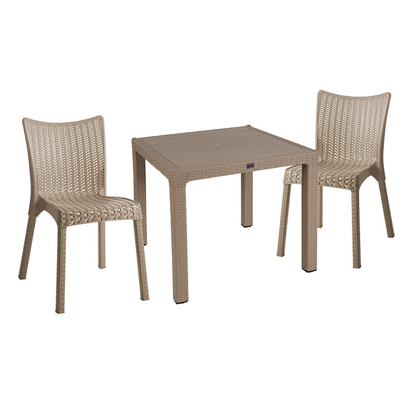 Set de gradina masa si scaune Explore, Confident set 3 piese plastic cappuccino 90x90x73.5 cm