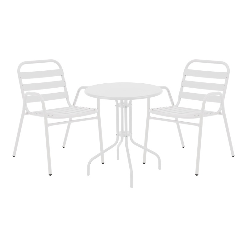Set masă și scaune de exterior, 3 Piese, Model , Alb