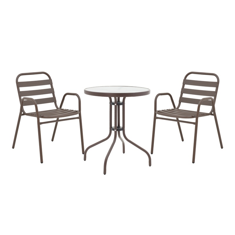 Set masă și scaune de exterior, 3 Piese, Model , Maro