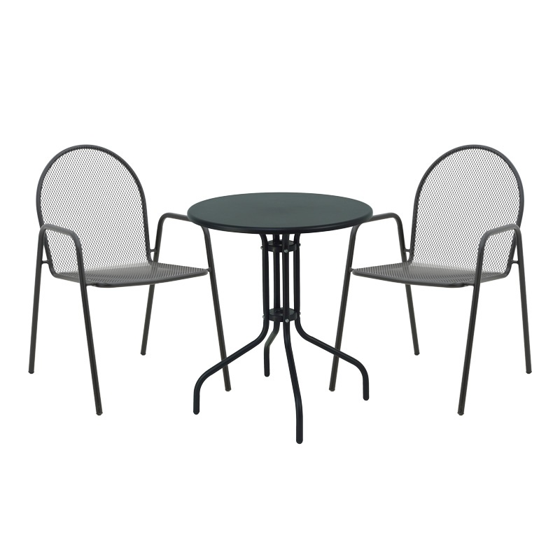 Set masă și scaune de exterior, 3 Piese, Model Vergo-Tarete, Negru