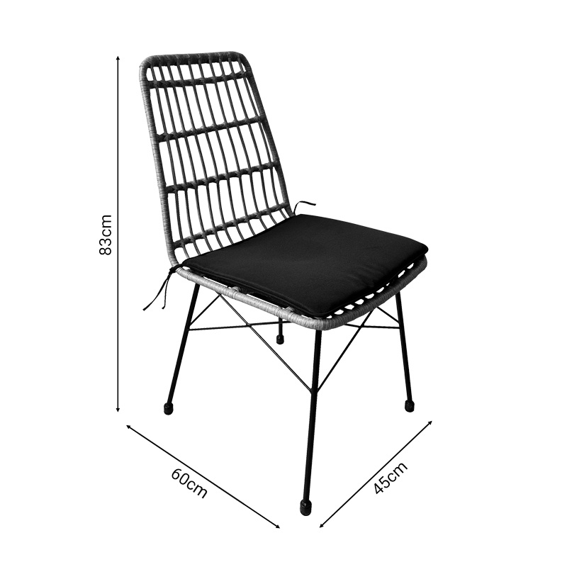 Set Masa si Scaune de Exterior, 5 Piese, Model Naoki, Natural/Negru, 80x80x78 cm