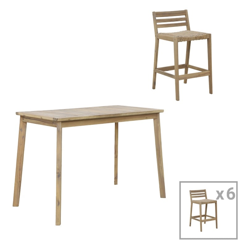 Set Masa si Scaune de Gradina, 7 Piese, Model Bravo, Natural/Bej, 130x70x90åê