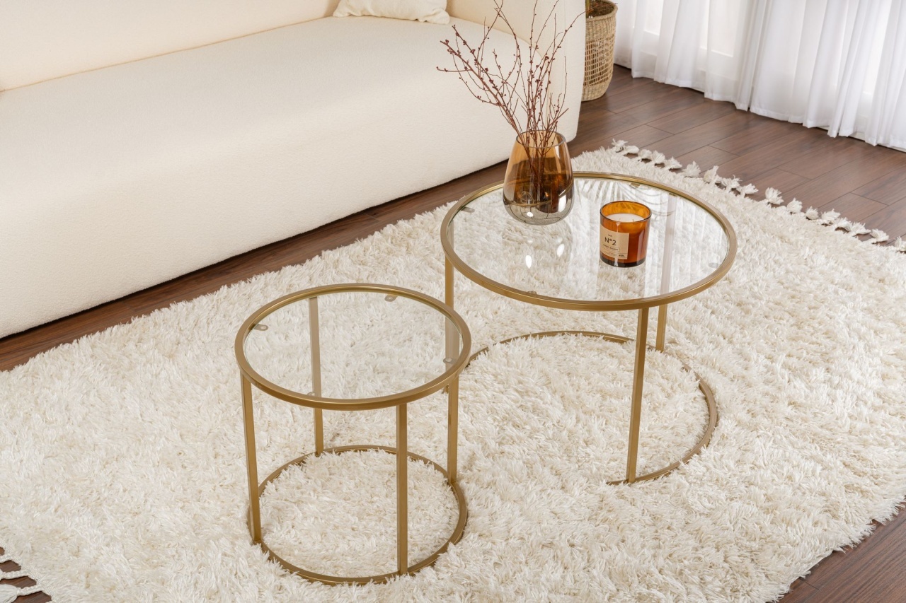 Set Masute de cafea Model Aurum 60, Auriu/Transparent - Imagine 3