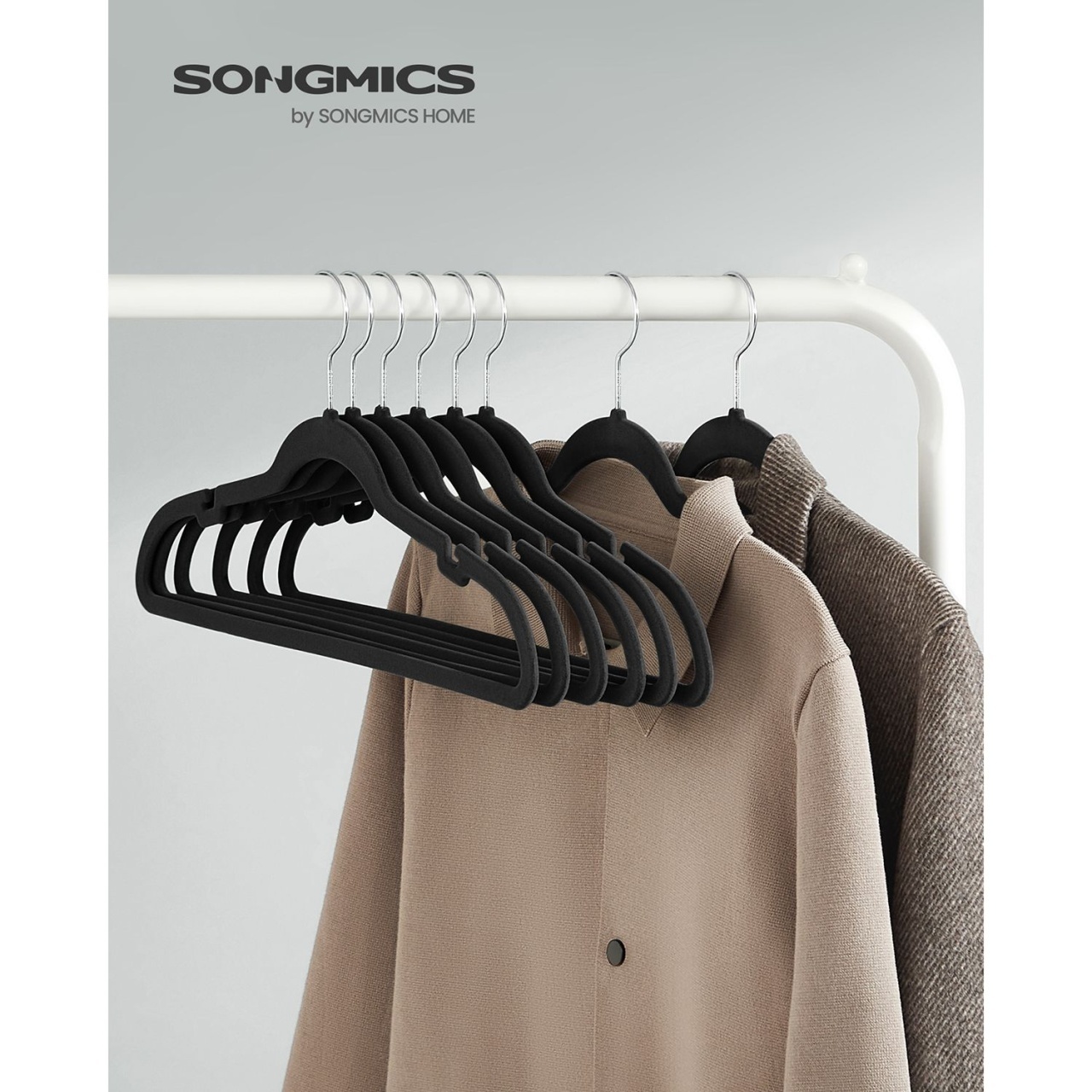 Set umerase de catifea Songmics Negru 43x22x0.6 cm