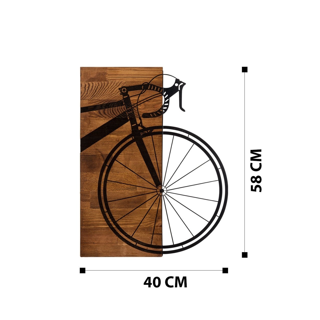 Tablou din lemn si metal Bisiklet Negru 45x58 cm