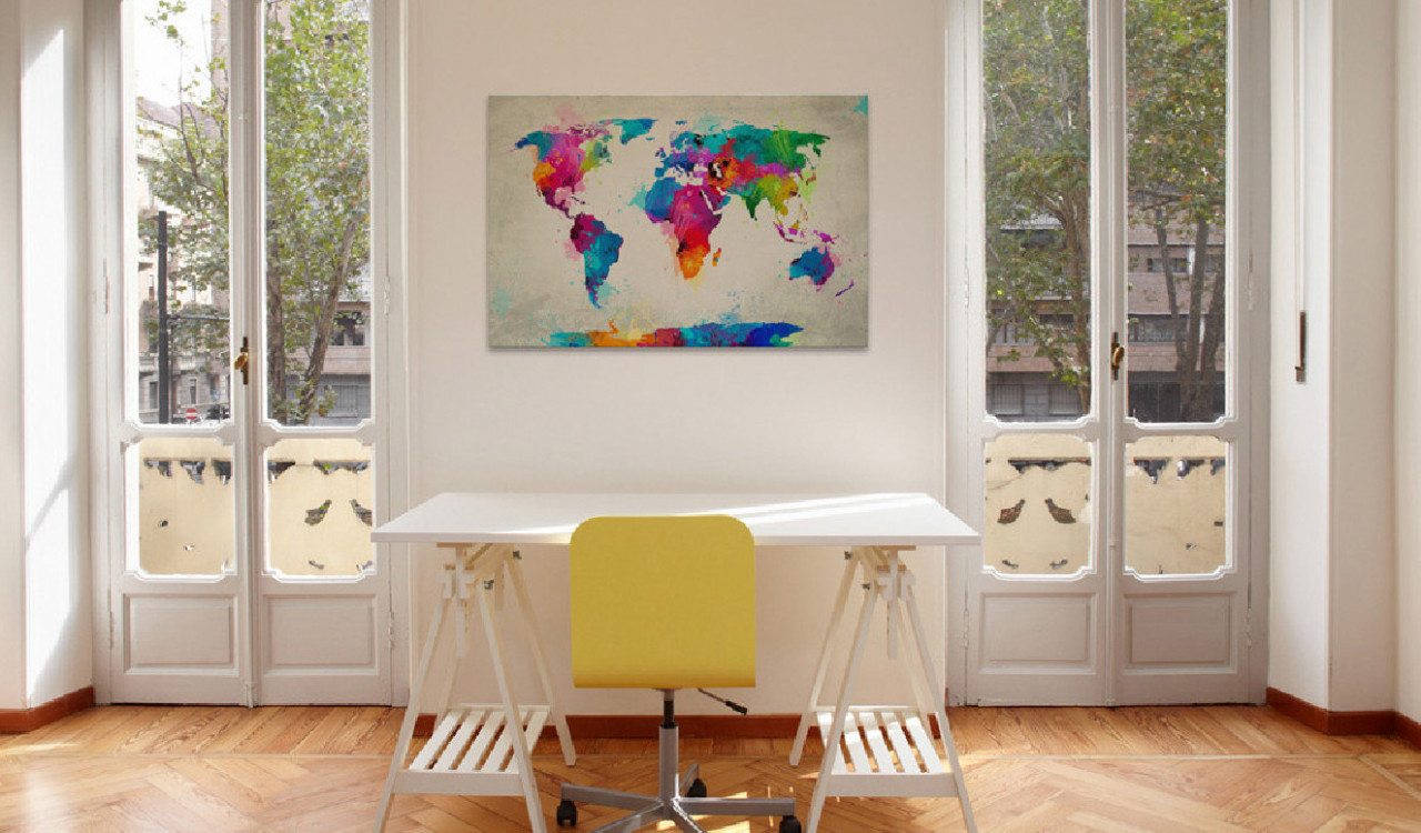 Tablou din plută - An Explosion of Colors [Cork Map] 120x80 cm - 1 | YEO