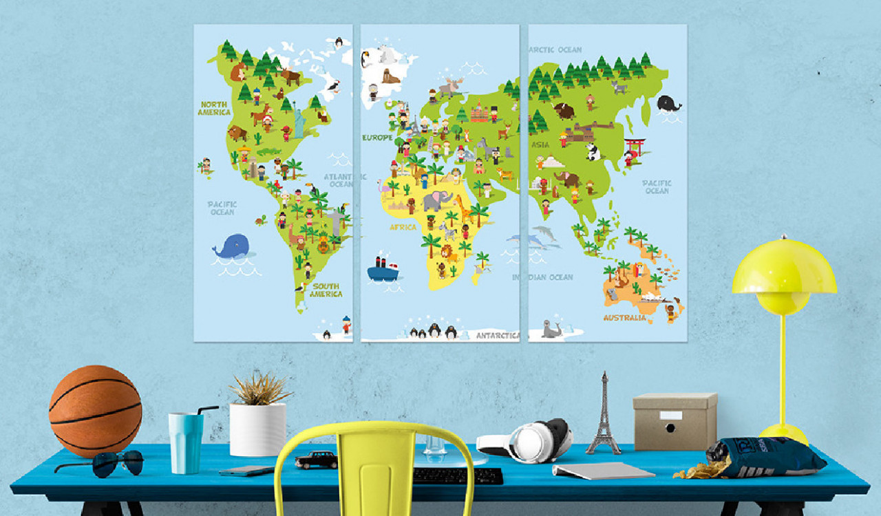 Tablou din plută - Children\'s World [Cork Map] 120x80 cm - 1 | YEO