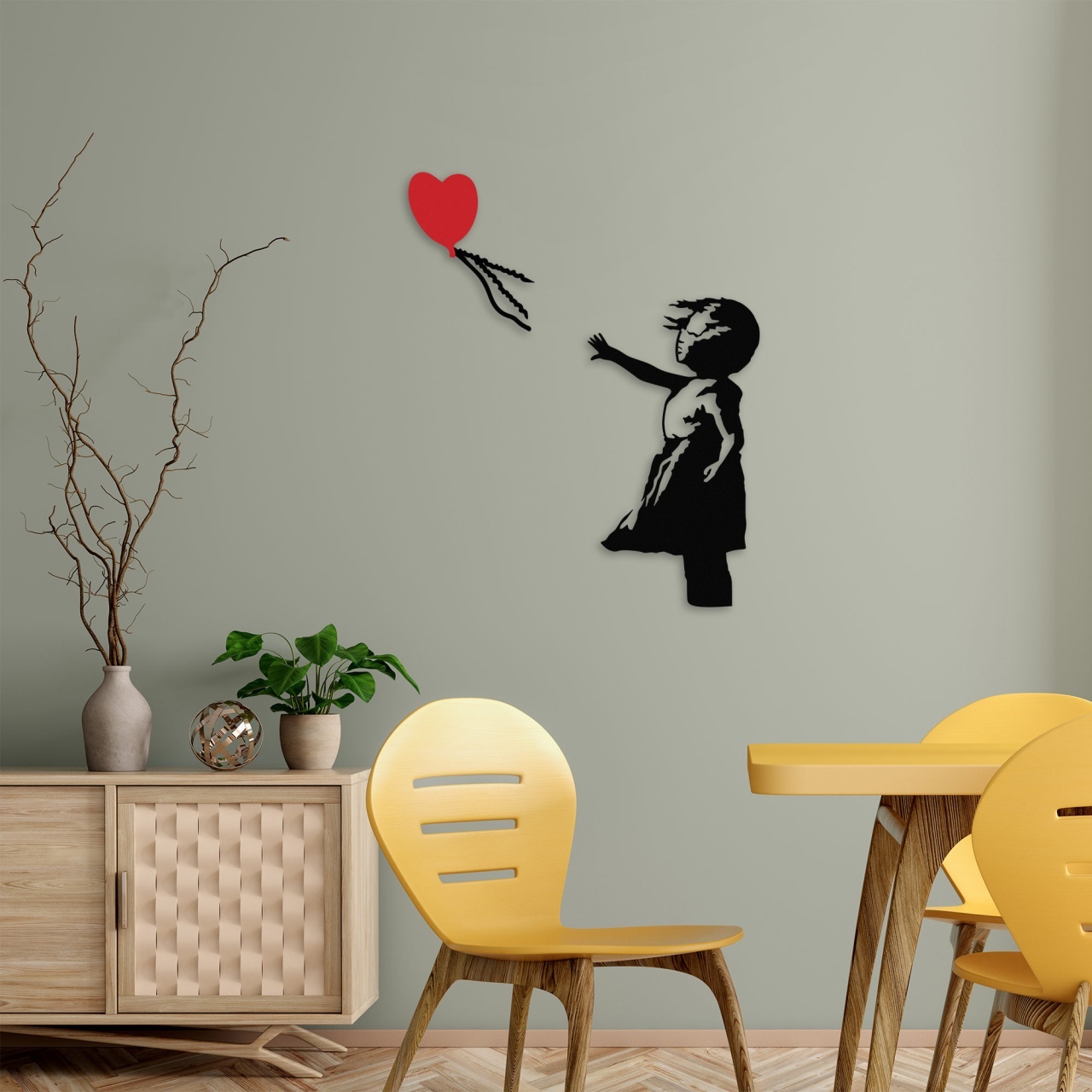 Tablou metalic Banksy Negru 105x85 cm - 1 | YEO