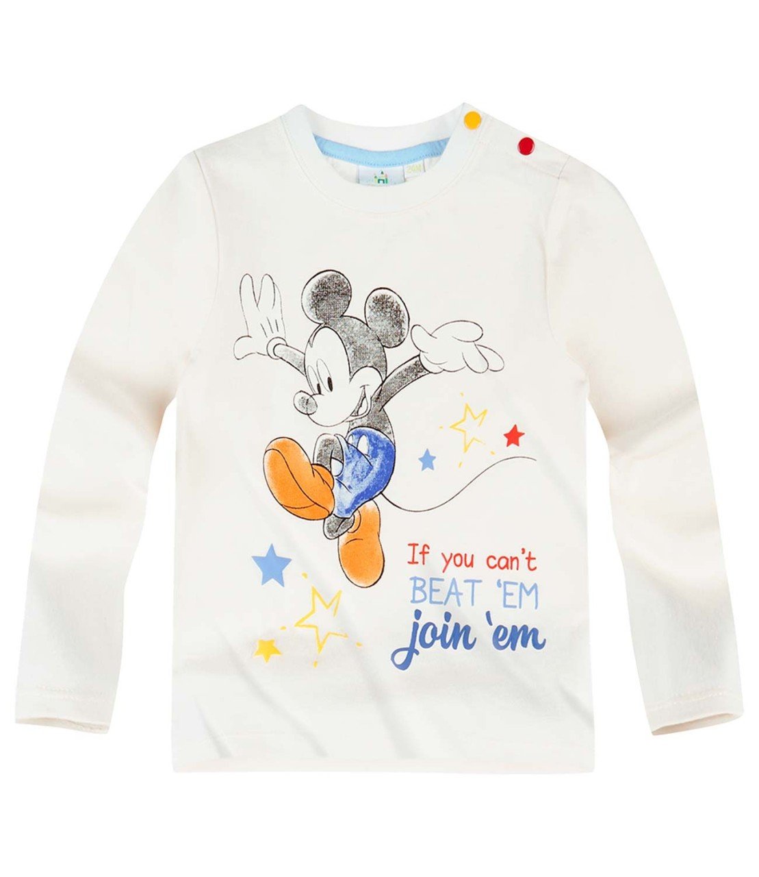 Tricou alb cu maneca lunga Mickey Mouse