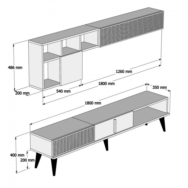 Ansamblu Comoda TV Milan Walnut-Alb