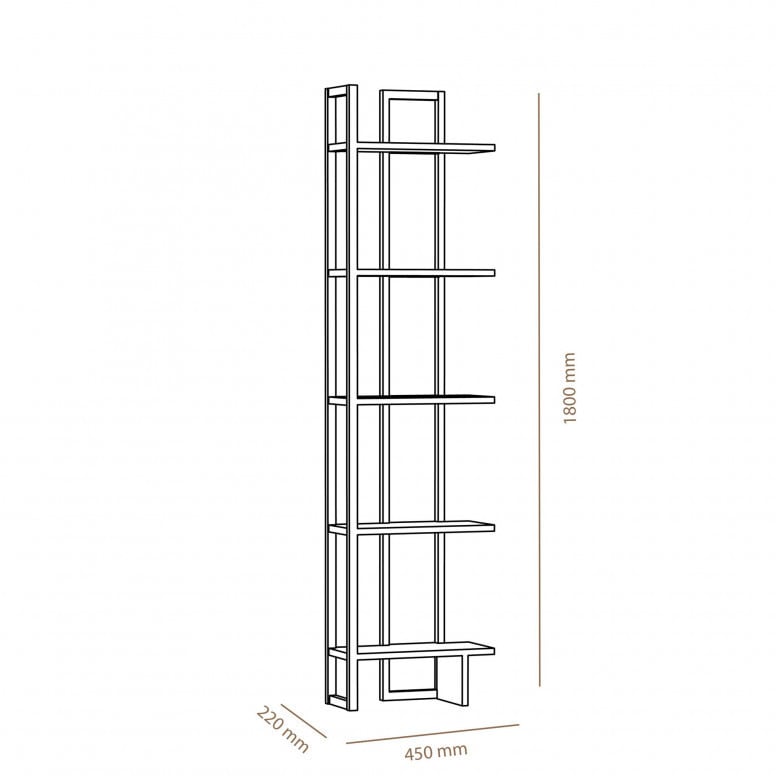 Biblioteca Model Alice, Alb/Alb, 45x22x180 cm