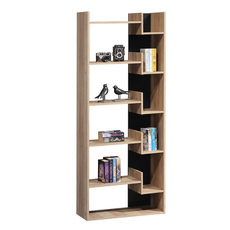 Biblioteca Pako World, Model Naya, 72x30x30x5 cm, Antracit/Natur