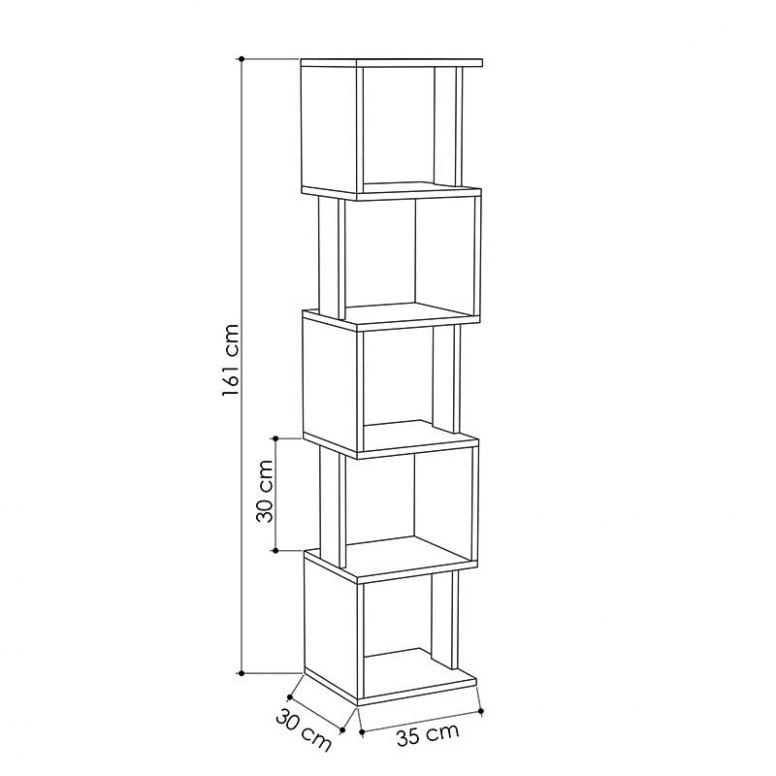 Biblioteca Pako World, Model Piri, 35x30x161 cm, Stejar