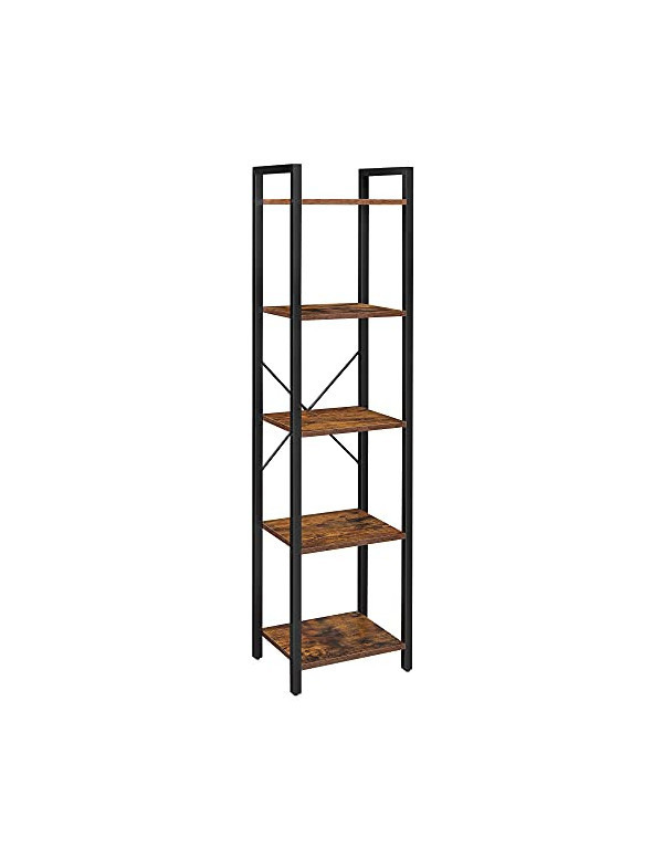 Biblioteca Vasagle, Model Edgar, 40x30x153 cm, Maro Rustic/Negru