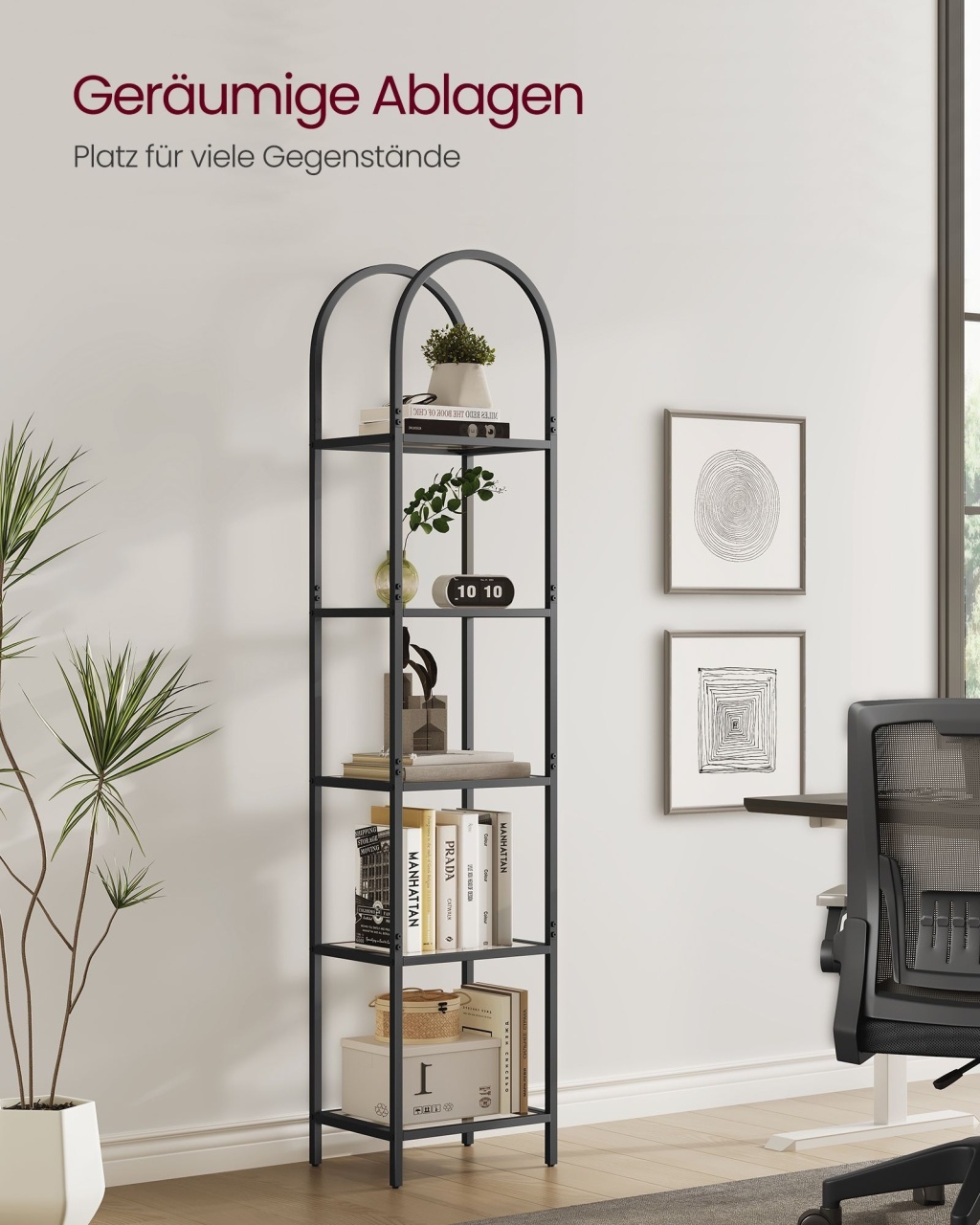 Biblioteca Vasagle Negru 40x30x183 cm - 2 | YEO