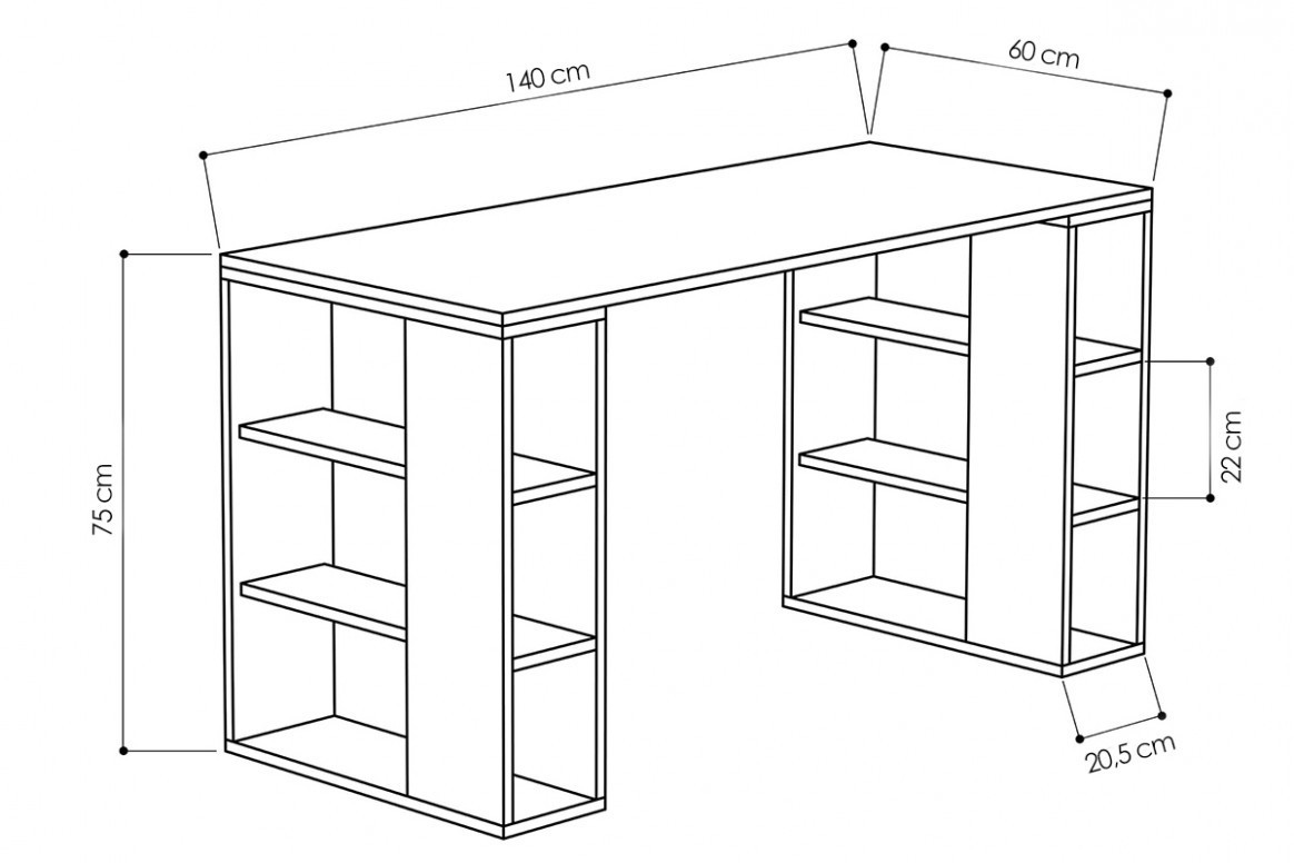 Birou Colmar Alb Oak 140x60x75 cm